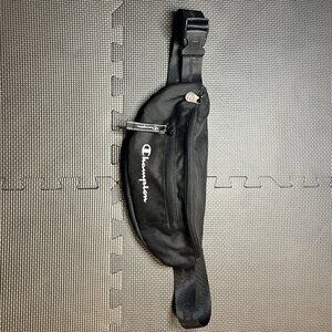 Champion Black Waist Pack Fanny Pack Sling Bag Adjustable Strap Zip Pockets